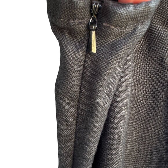 Eileen Fisher Black Relaxed Linen Blend Cropped Pants With Hidden Side Zipper L - Picture 5 of 7